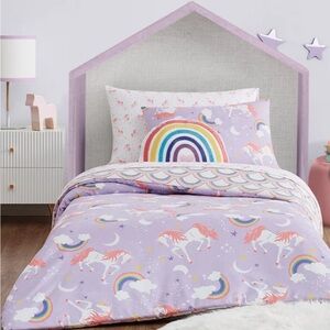 Mason & Mollie Twin TXL 6 Piece Kids Bedding Set Unicorn Rainbow Theme